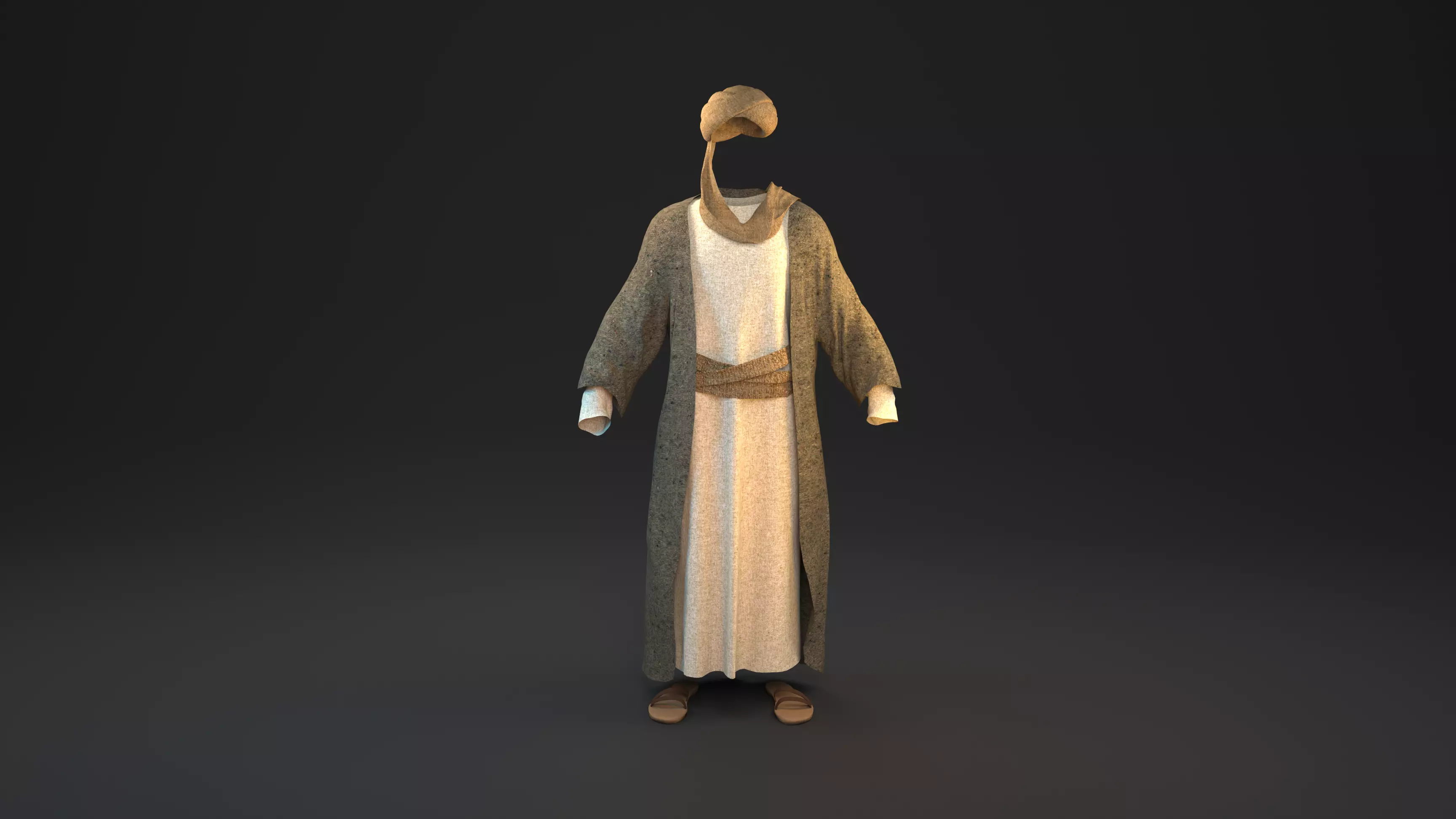 Old arabian man clothes A-Pose 3D model