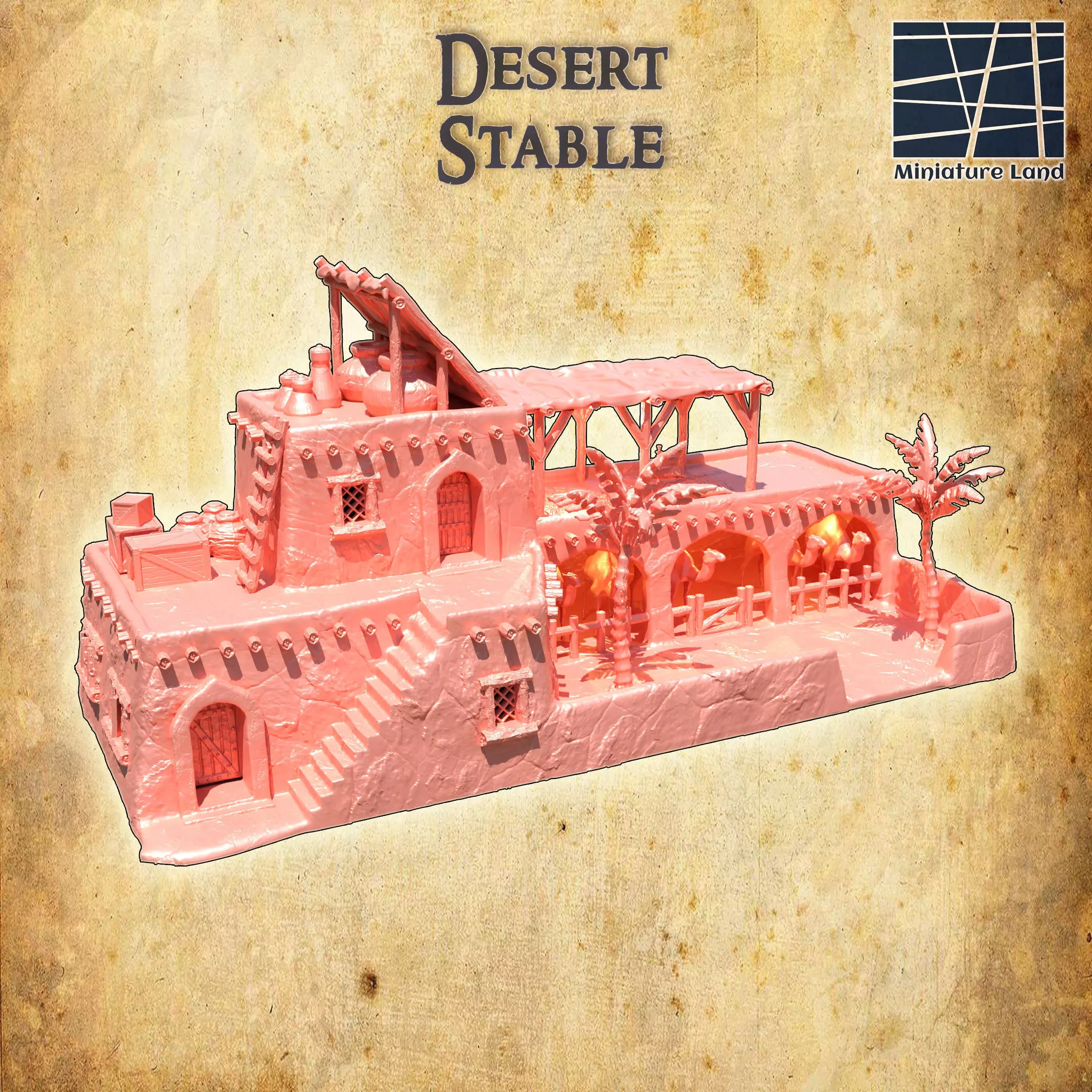 Desert Stable Tabletop Terrain 28 MM 3D print model