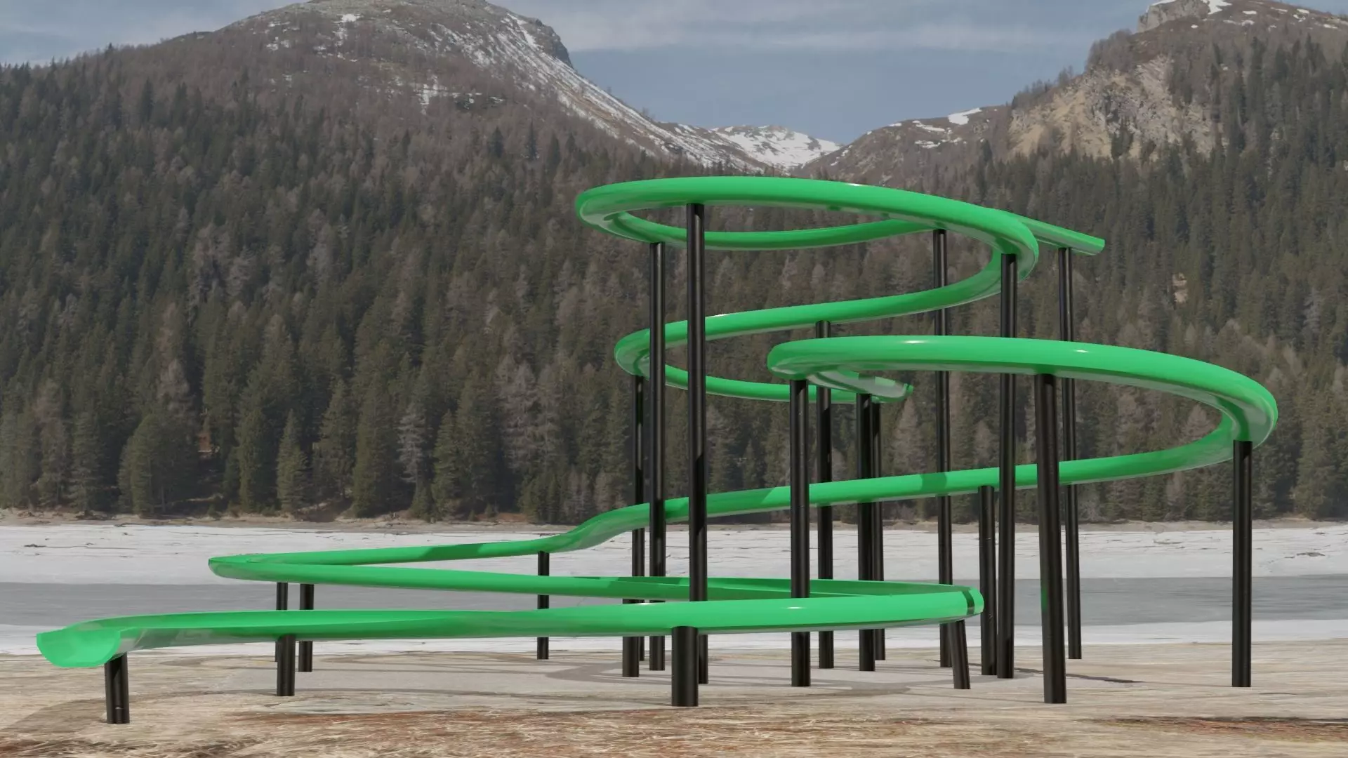 Water Slide Low-poly 3D model_0