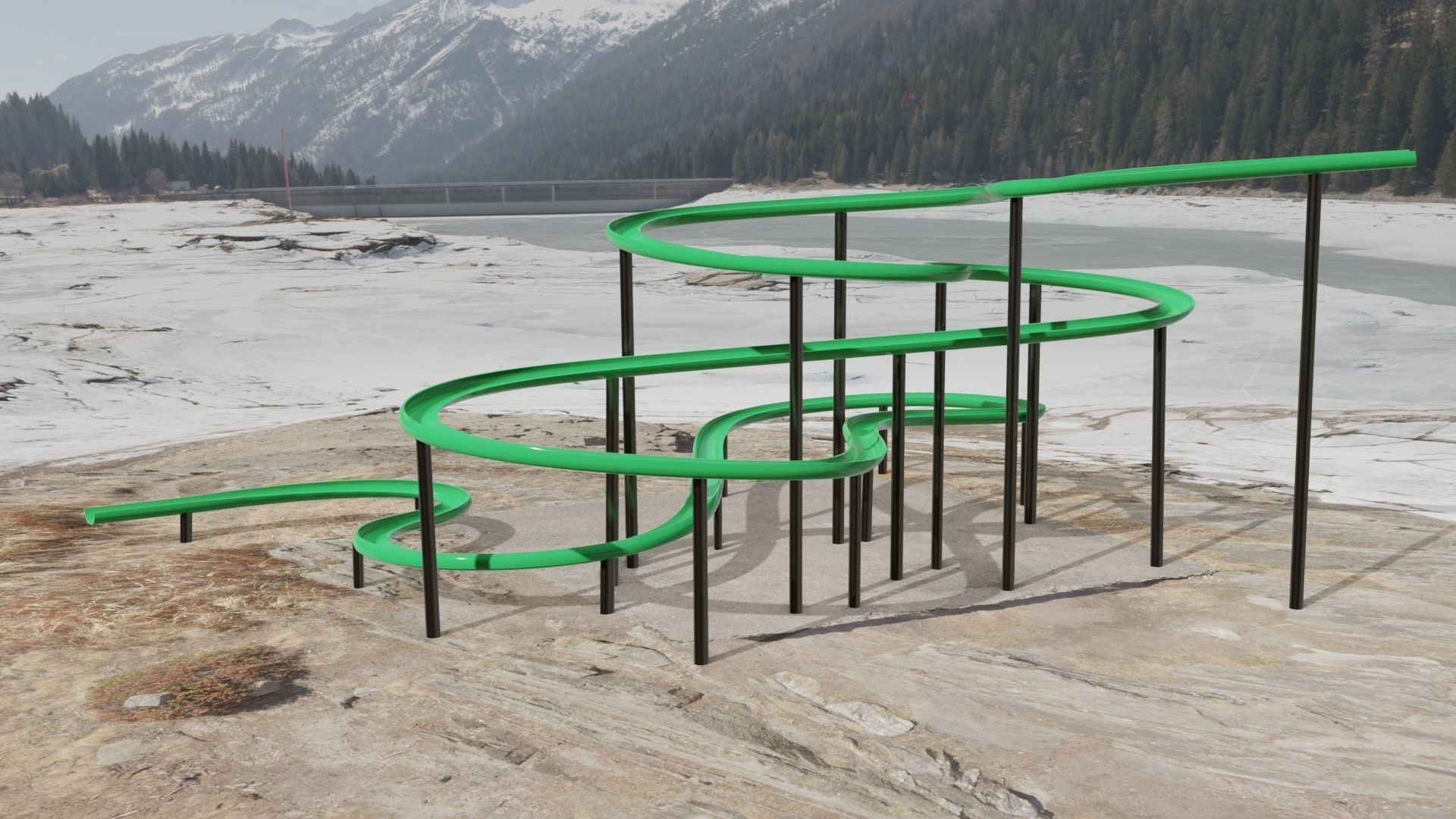 Water Slide Low-poly 3D model_7