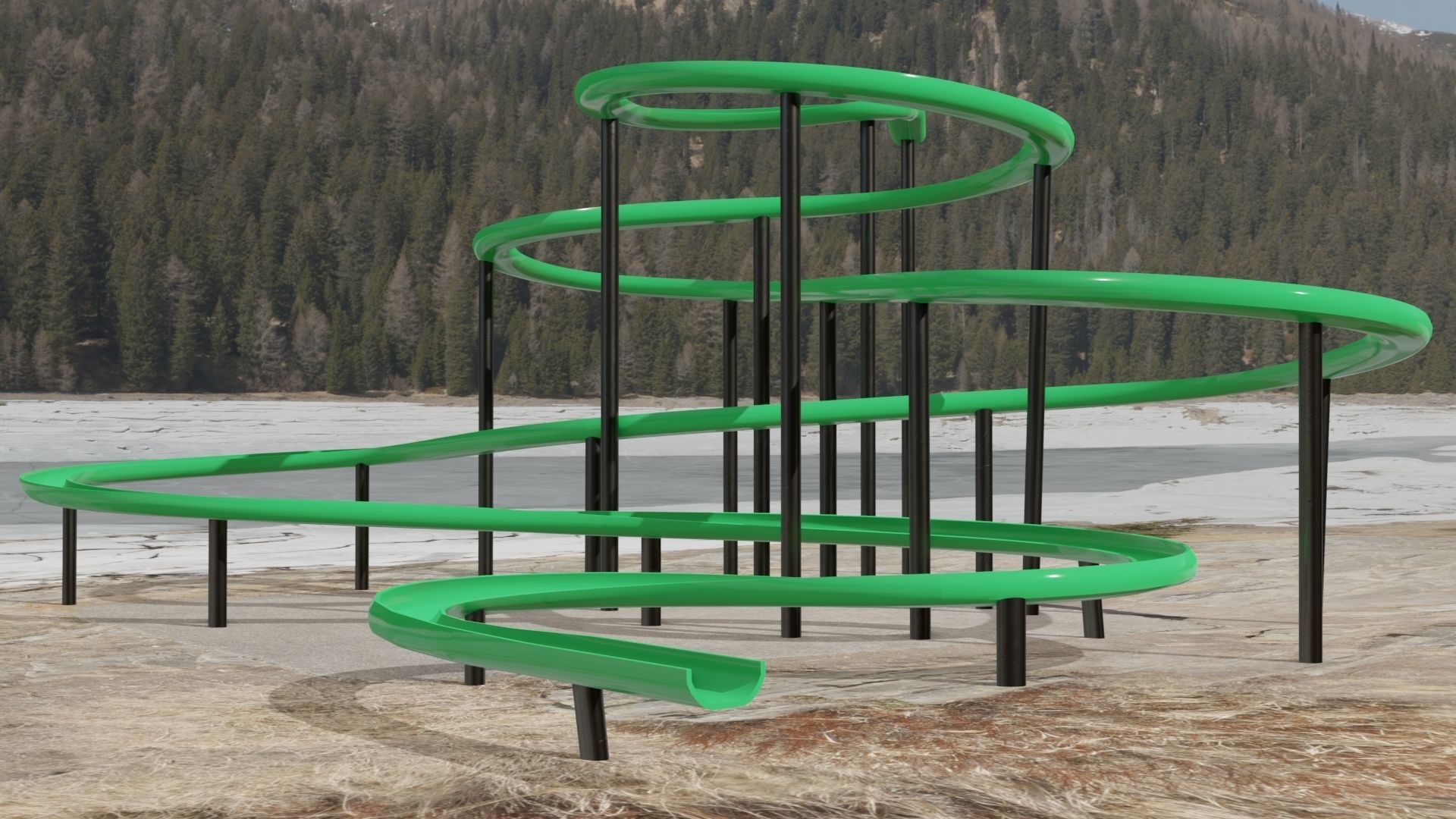 Water Slide Low-poly 3D model_10