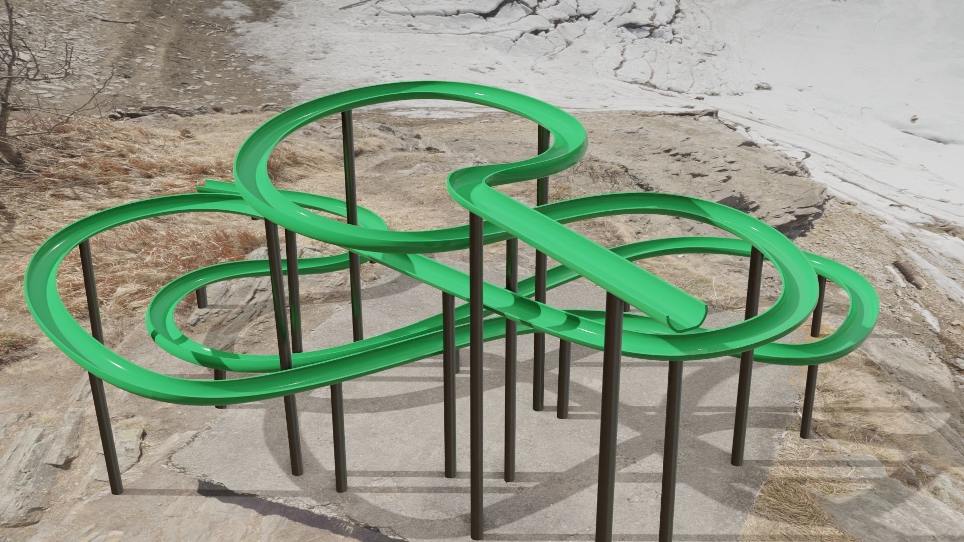 Water Slide Low-poly 3D model_1