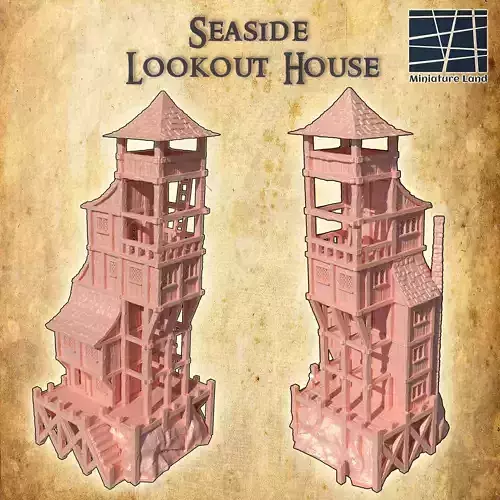 Seaside Lookout House Tabletop Terrain 28 MM 3D print model