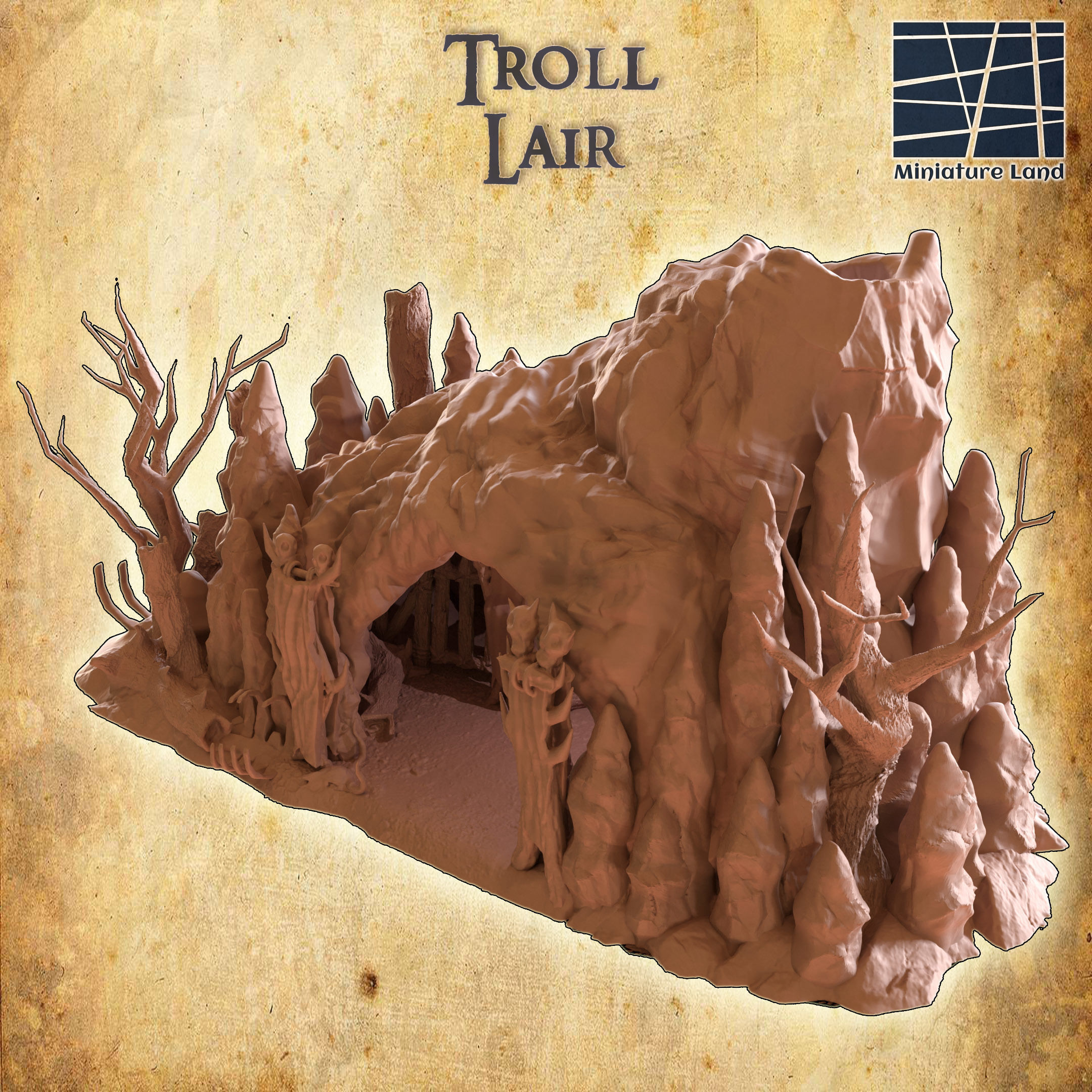 Troll Lair Tabletop Terrain 28 MM 3D print model_2