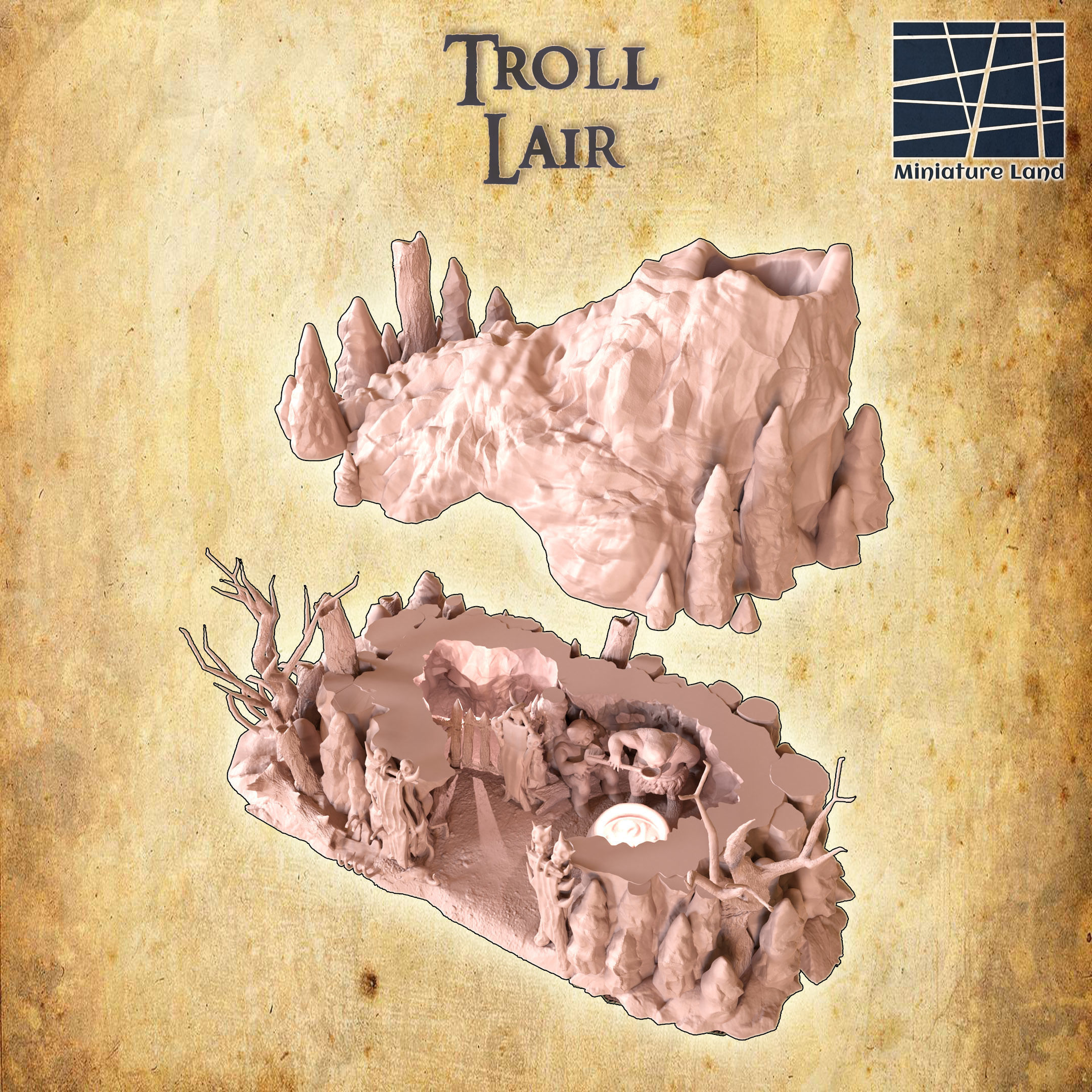 Troll Lair Tabletop Terrain 28 MM 3D print model_6