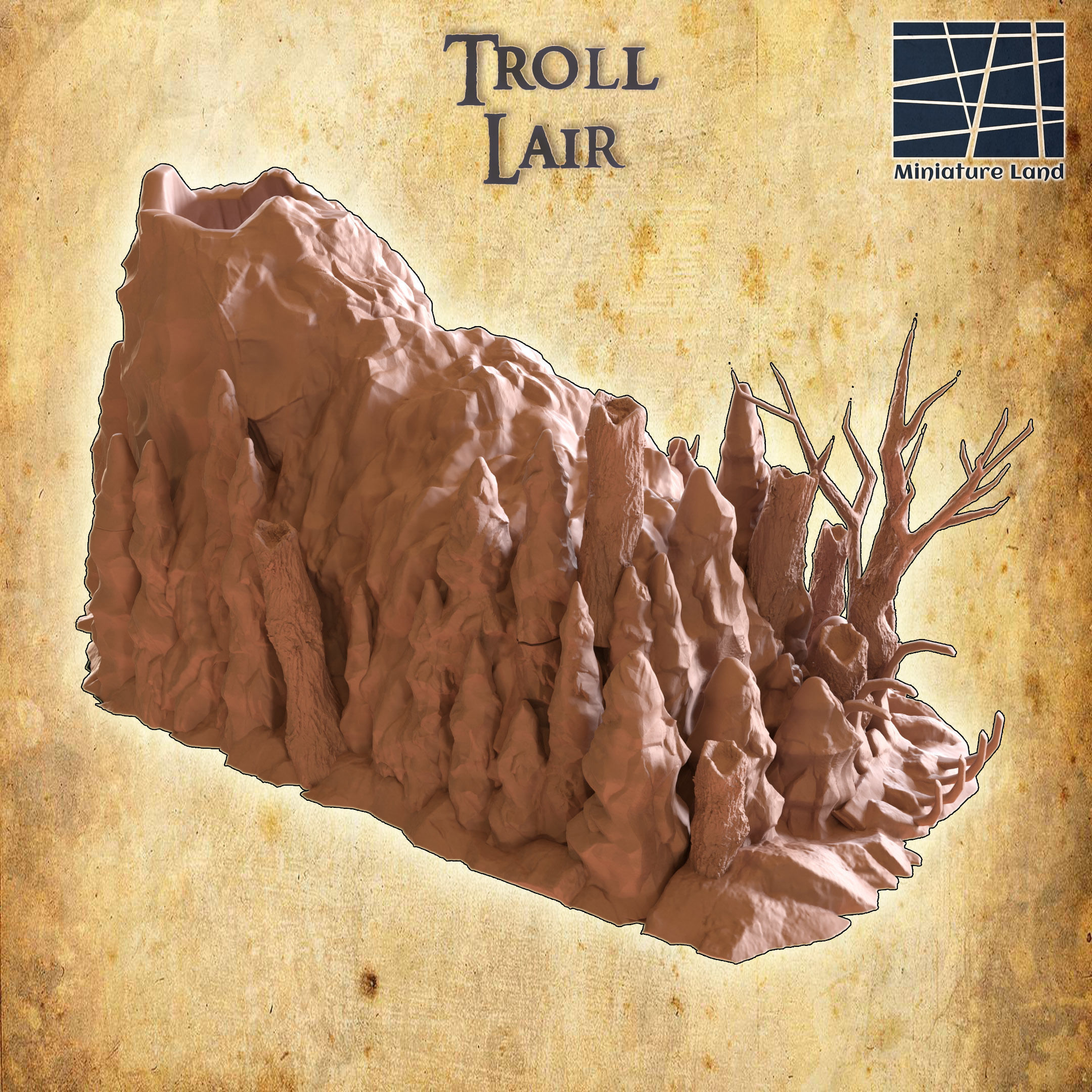 Troll Lair Tabletop Terrain 28 MM 3D print model_3
