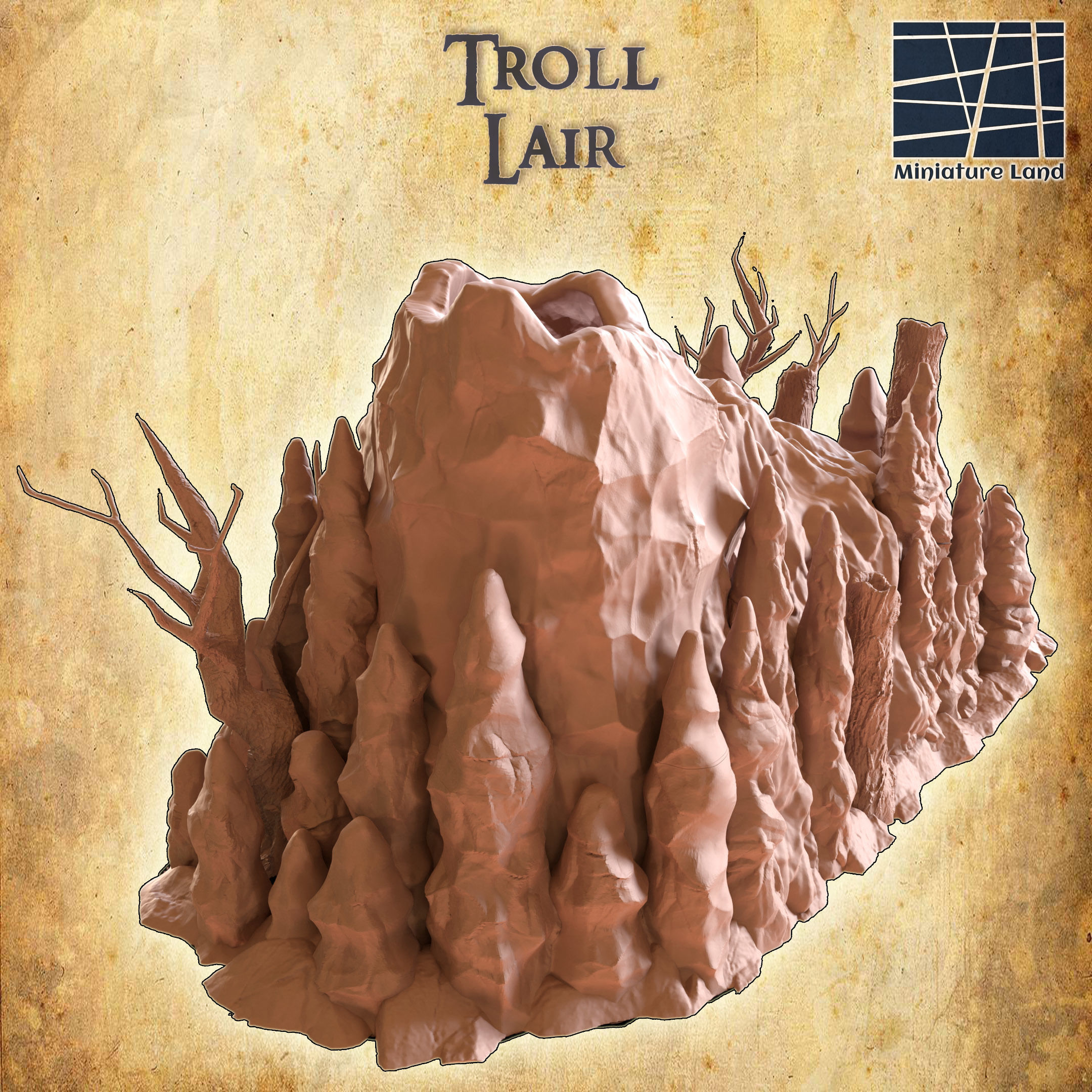 Troll Lair Tabletop Terrain 28 MM 3D print model_4