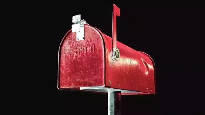 American Style Mailbox 3D Game Asset Rigged and  Animated