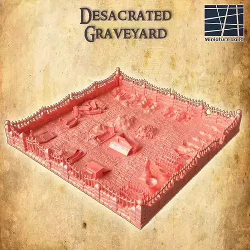 Desecrated Graveyard Tabletop Terrain 28 MM 3D print model