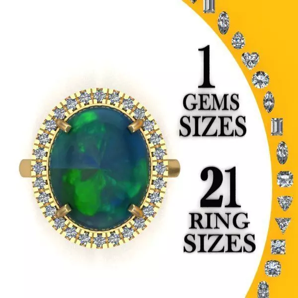 Ring with big cabashon 3D print model_0