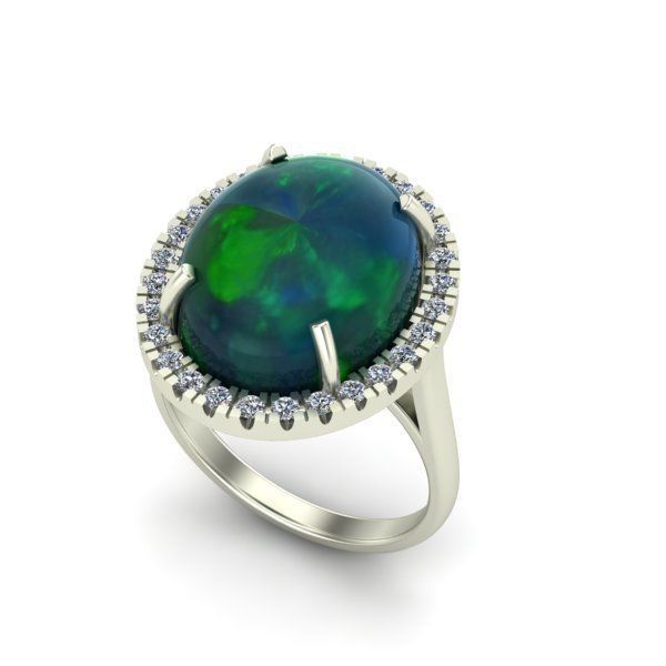 Ring with big cabashon 3D print model_14