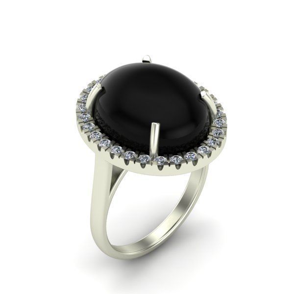 Ring with big cabashon 3D print model_9