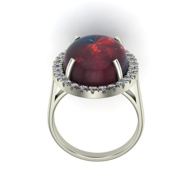 Ring with big cabashon 3D print model_12