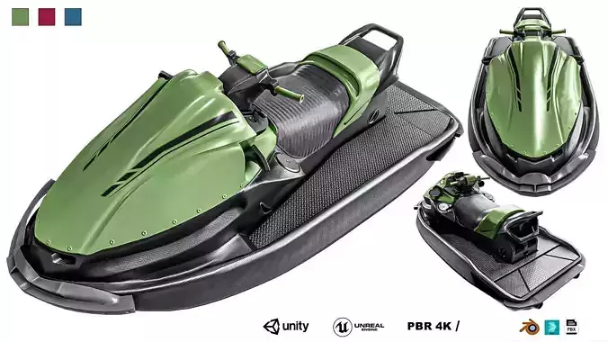 Jet Ski Pack  Low-poly 3D model