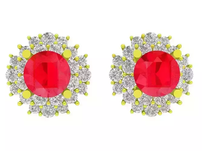 A5633 Diamond Stud Earrings 3D Print