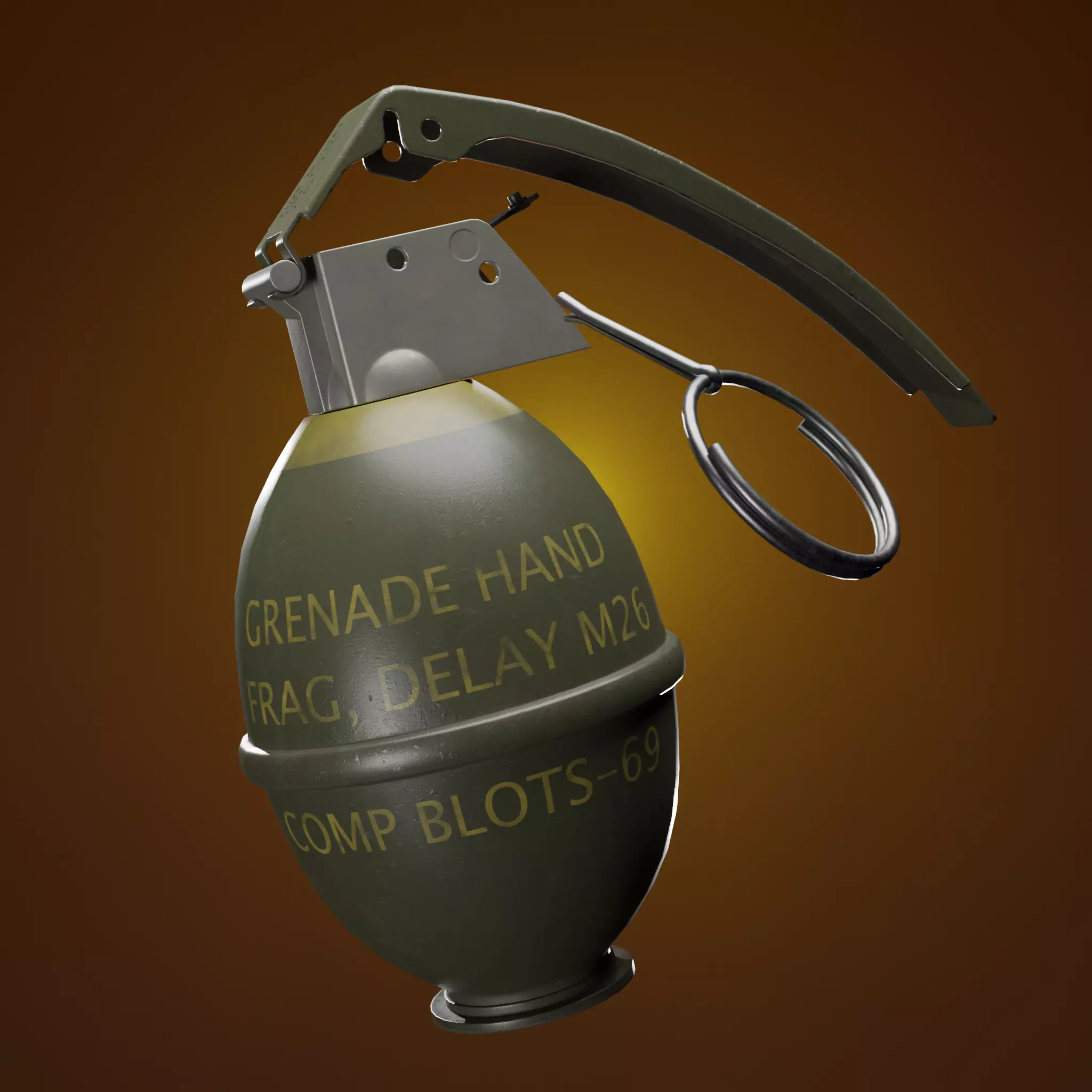 Grenade M26  Low-poly 3D model_0