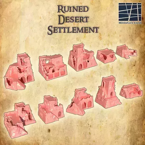 Ruined Desert Settlement Tabletop Terrain 28 MM