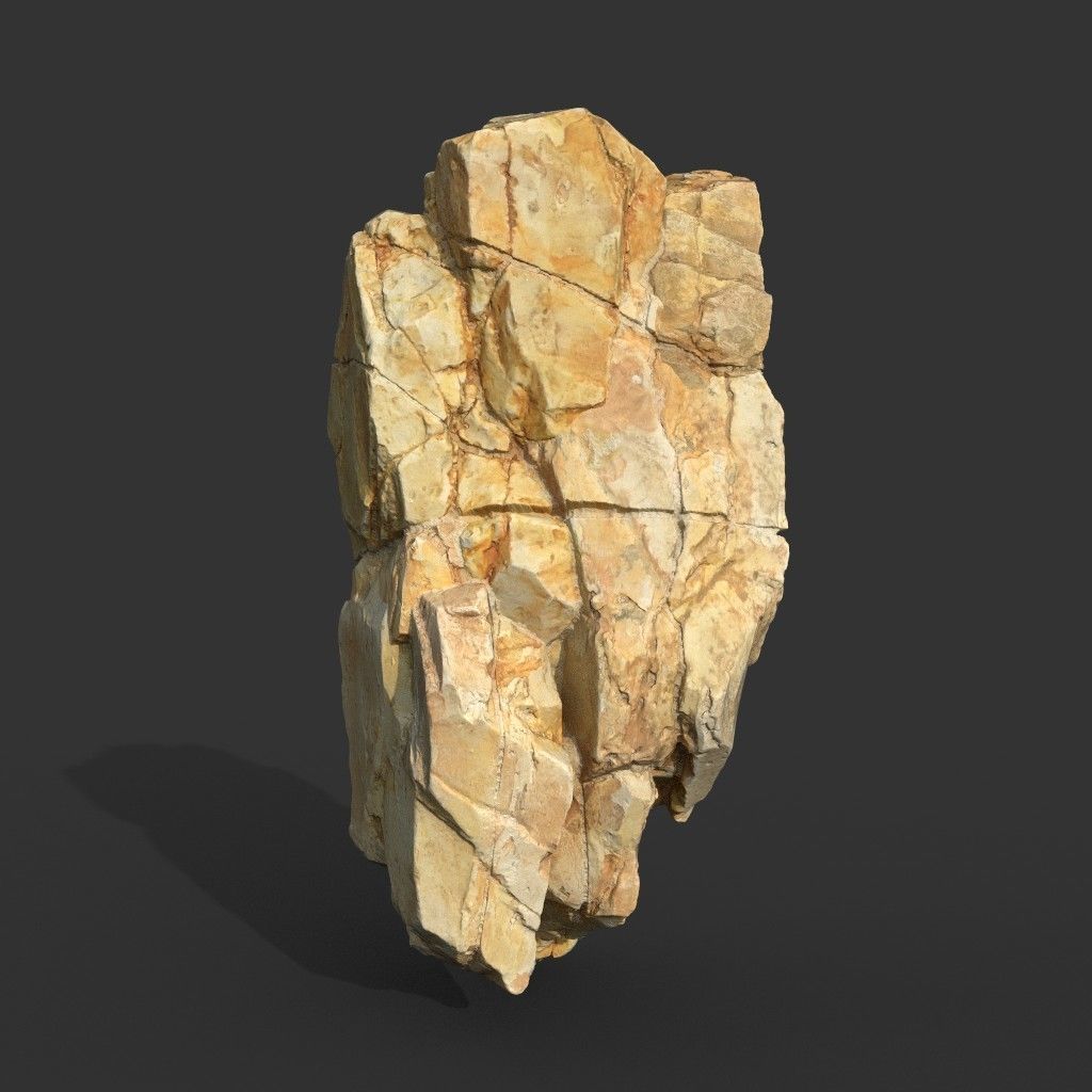 High poly Yellow Modular Rock 230702 3D model_15