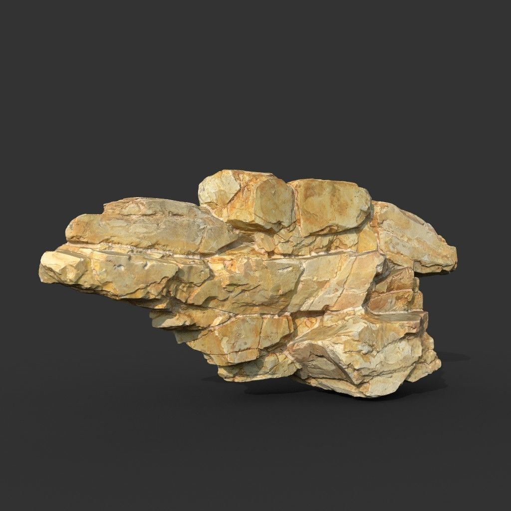 High poly Yellow Modular Rock 230702 3D model_7