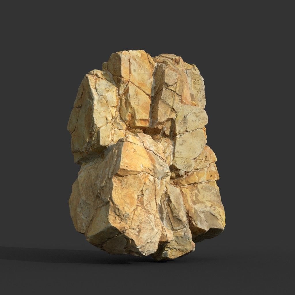 High poly Yellow Modular Rock 230702 3D model_3