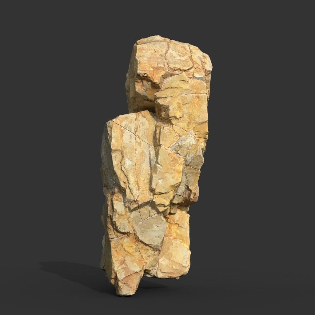High poly Yellow Modular Rock 230702 3D model_11