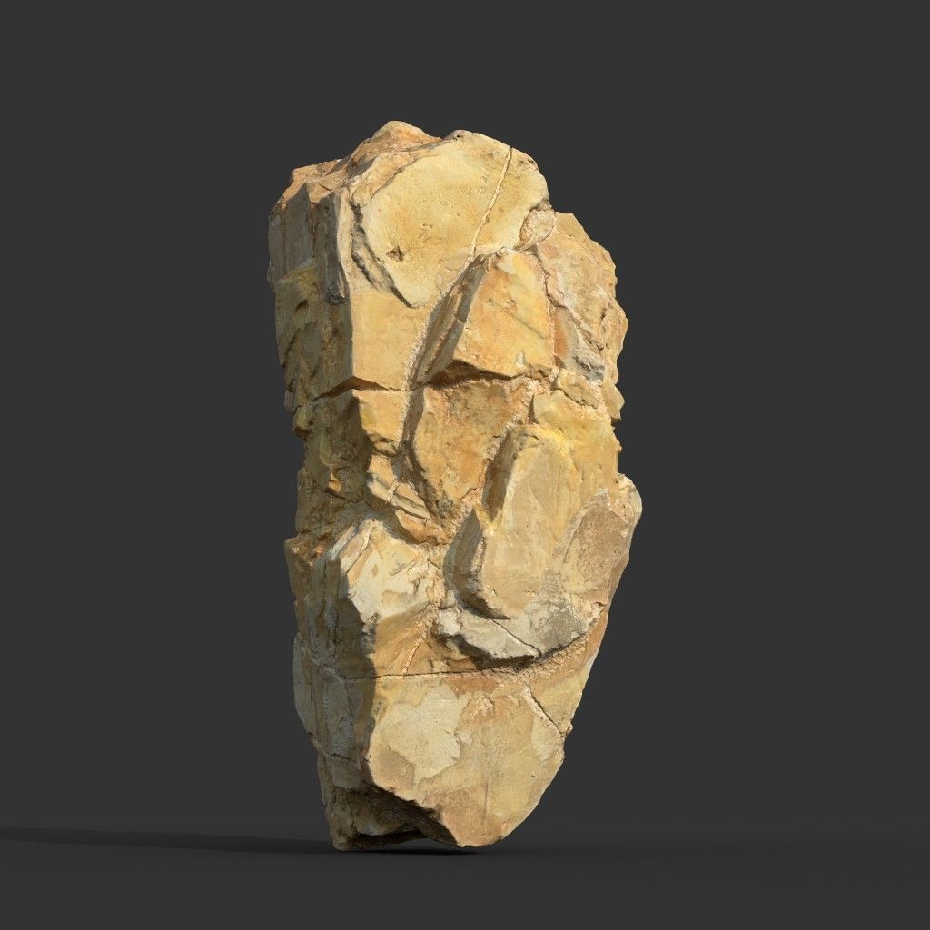 High poly Yellow Modular Rock 230702 3D model_17