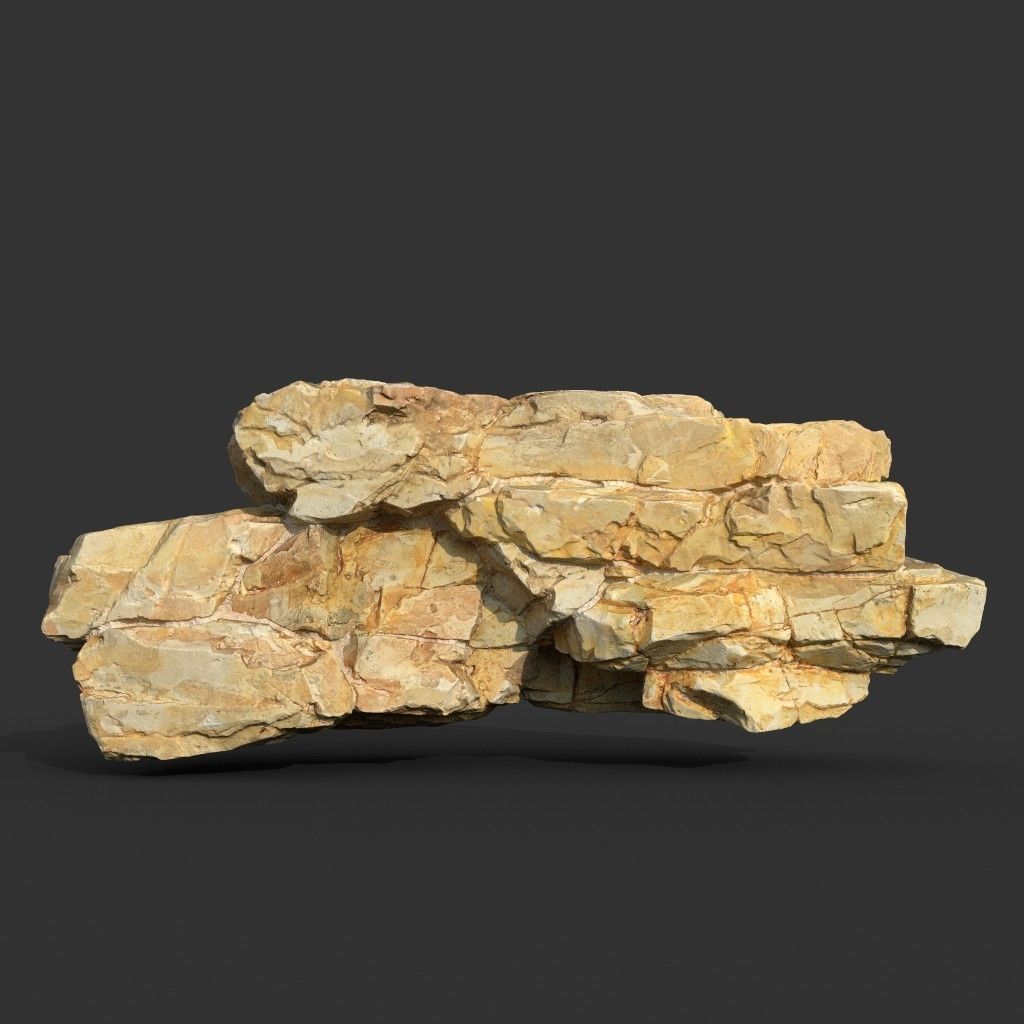 High poly Yellow Modular Rock 230702 3D model_9