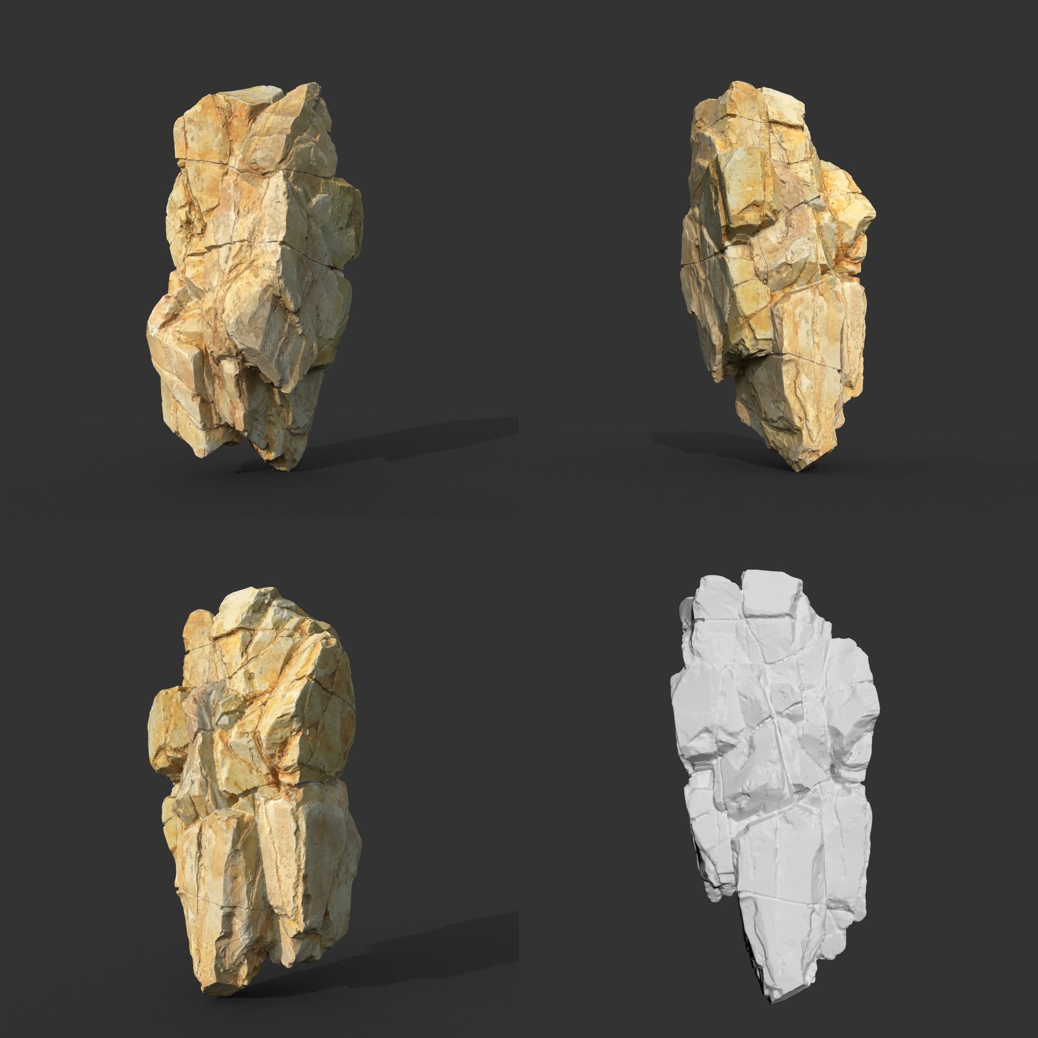 High poly Yellow Modular Rock 230702 3D model_16