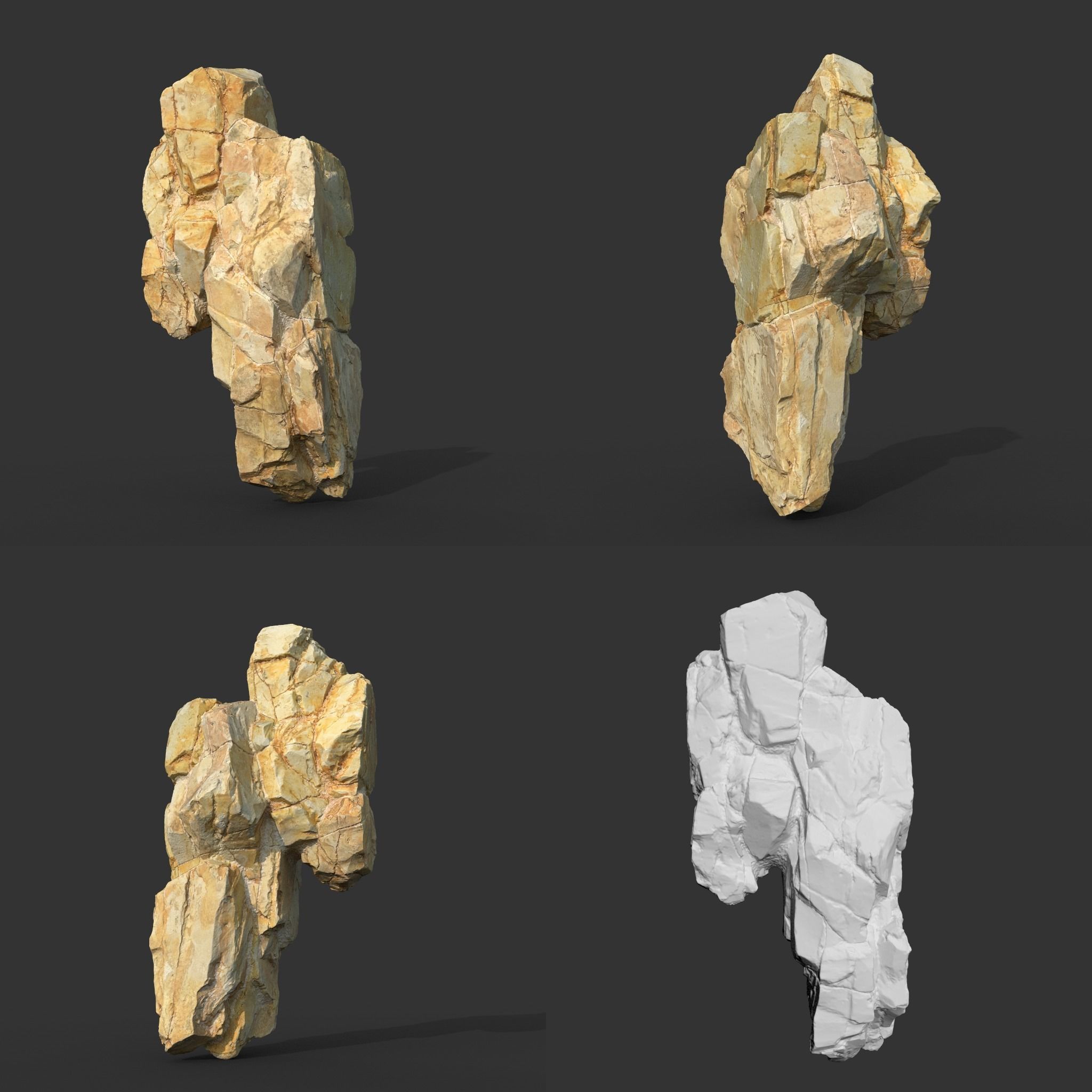 High poly Yellow Modular Rock 230702 3D model_14