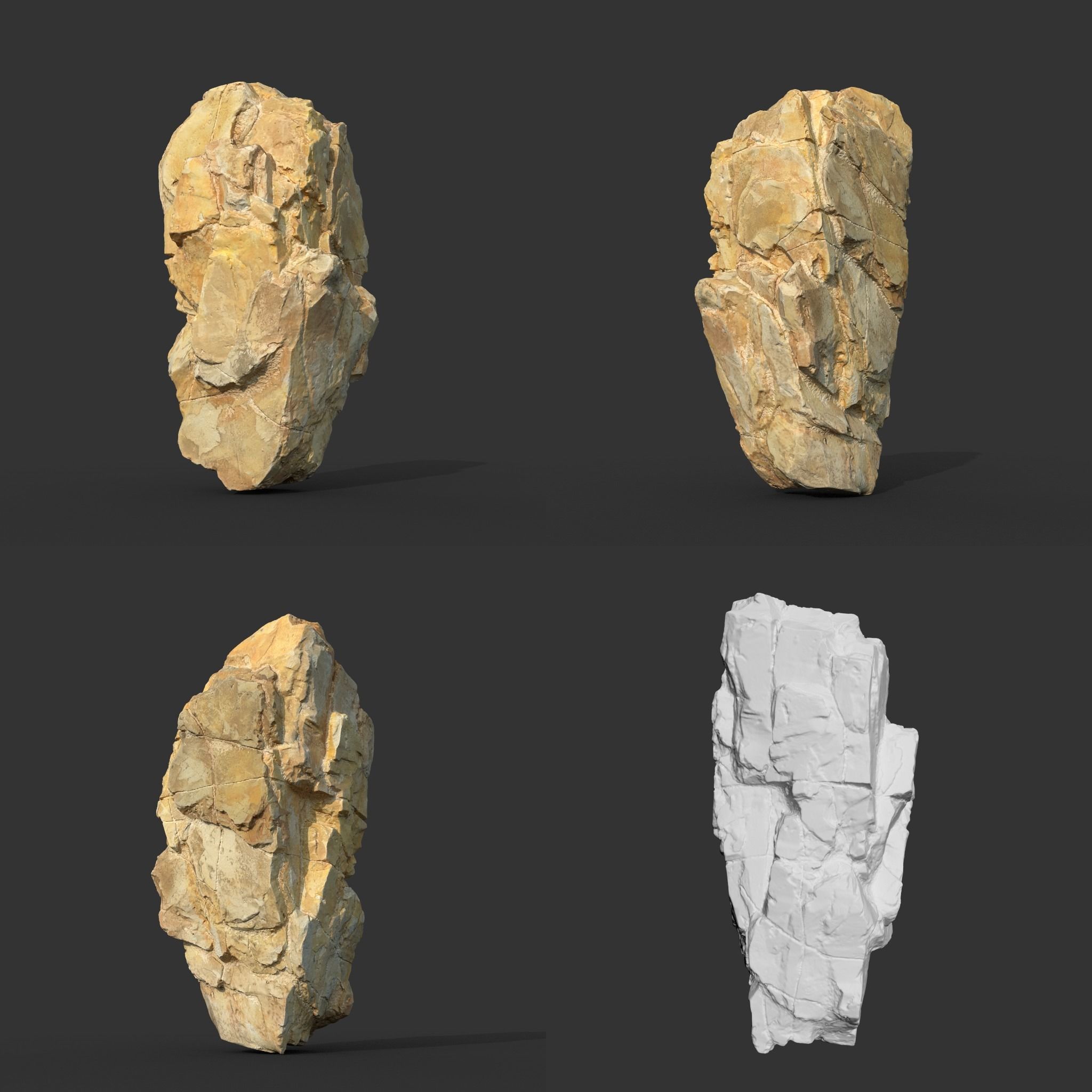High poly Yellow Modular Rock 230702 3D model_18