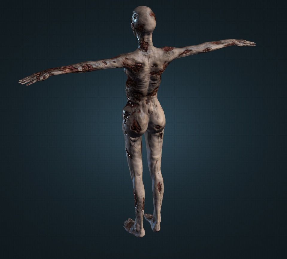 Female Zombie 3D model_1