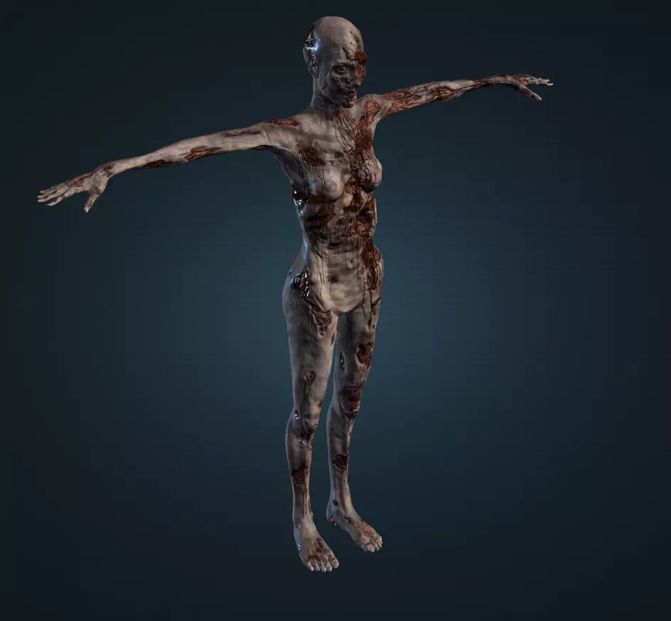 Female Zombie 3D model_0