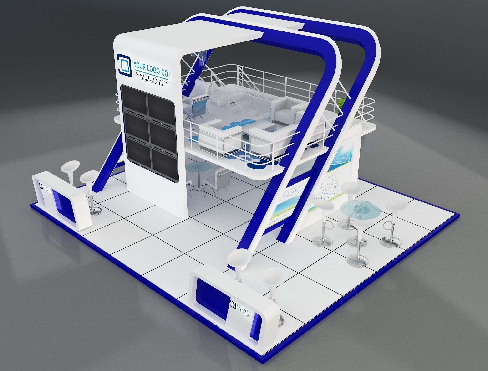 Booth Exhibition Stand a136 3D model_4