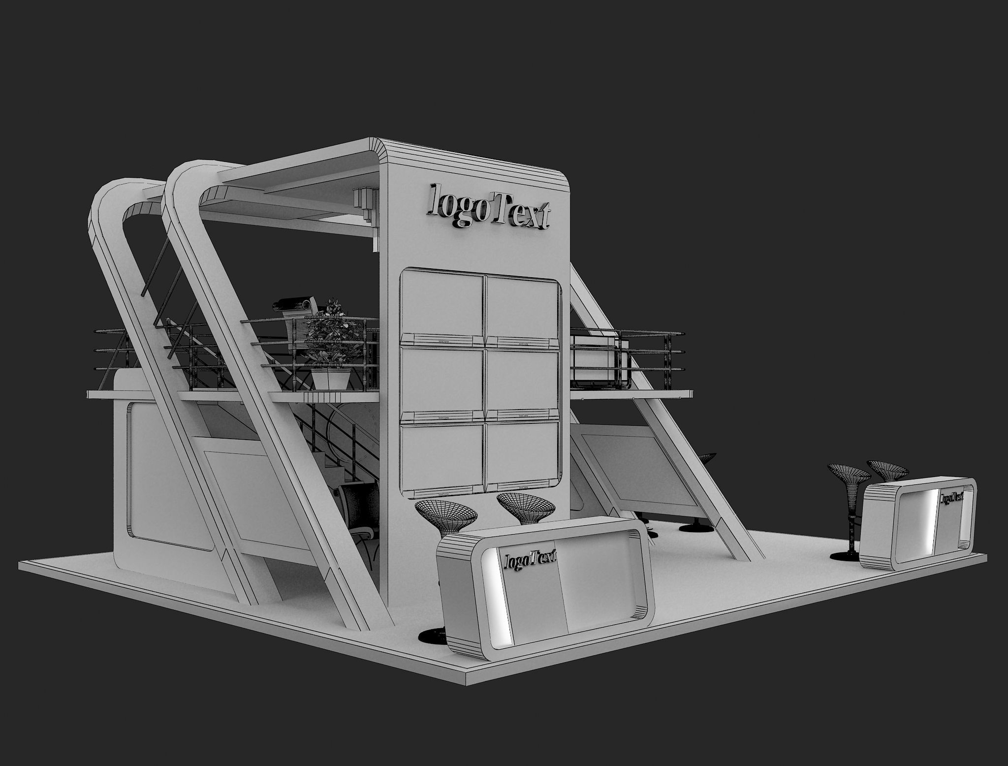 Booth Exhibition Stand a136 3D model_1
