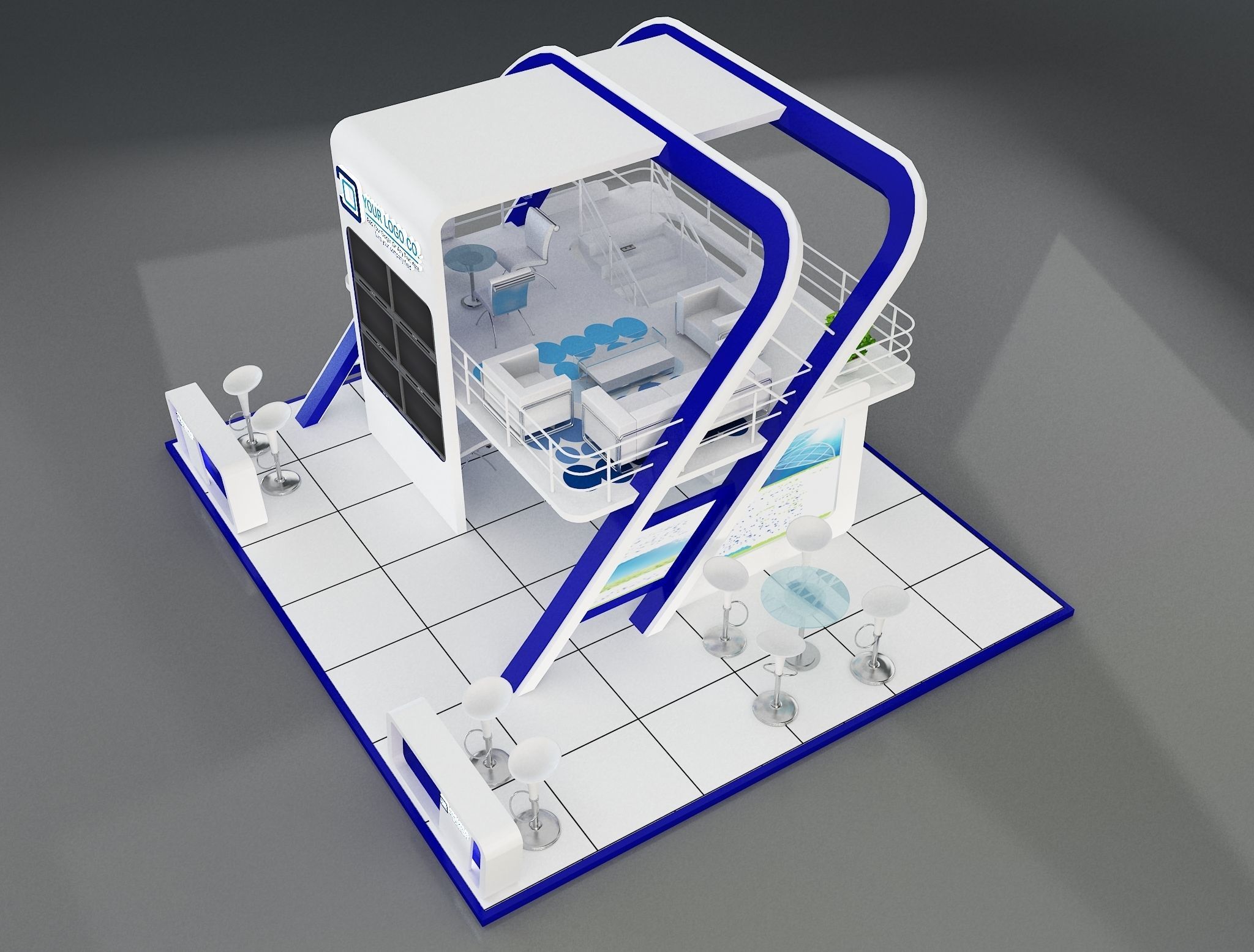 Booth Exhibition Stand a136 3D model_8