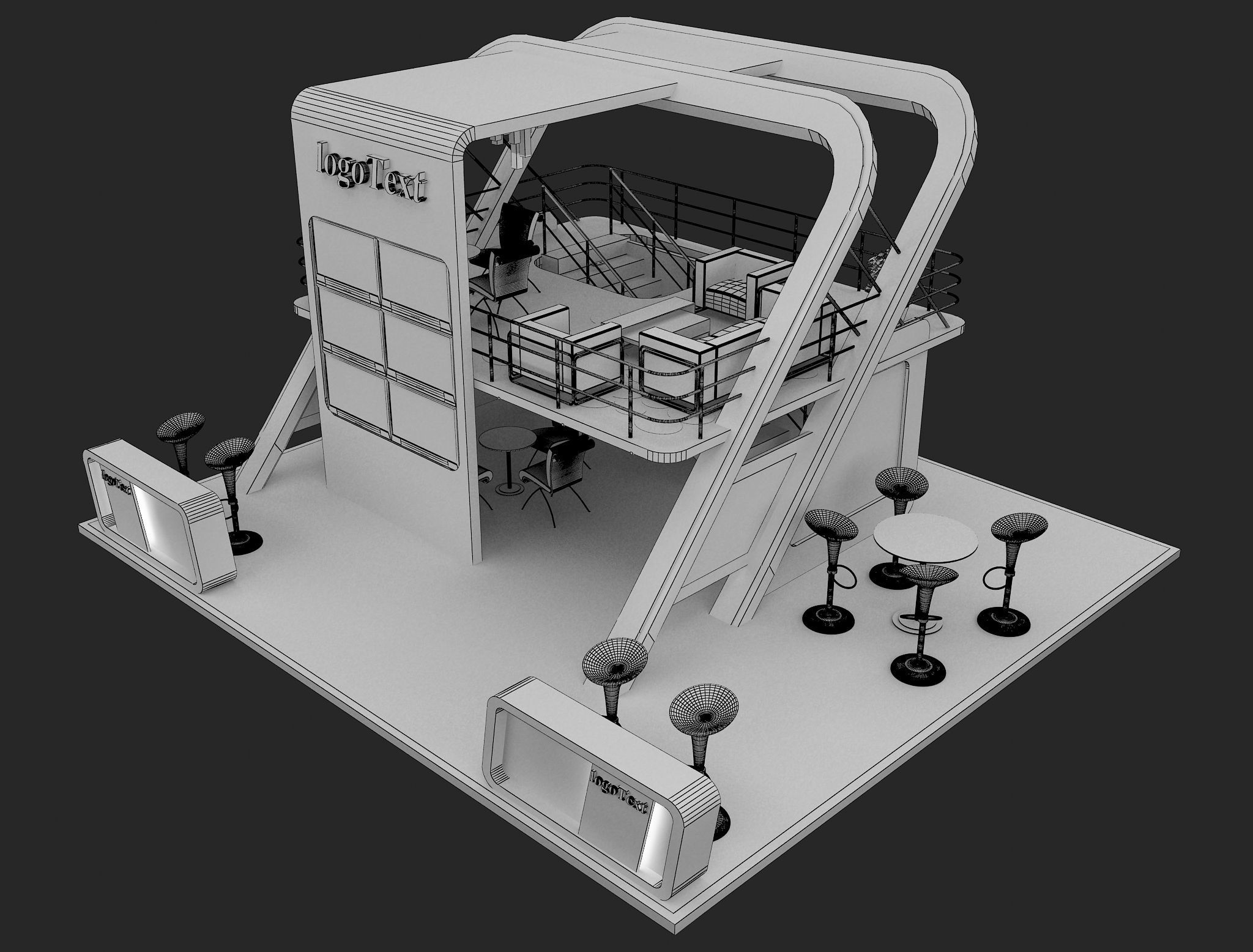 Booth Exhibition Stand a136 3D model_5