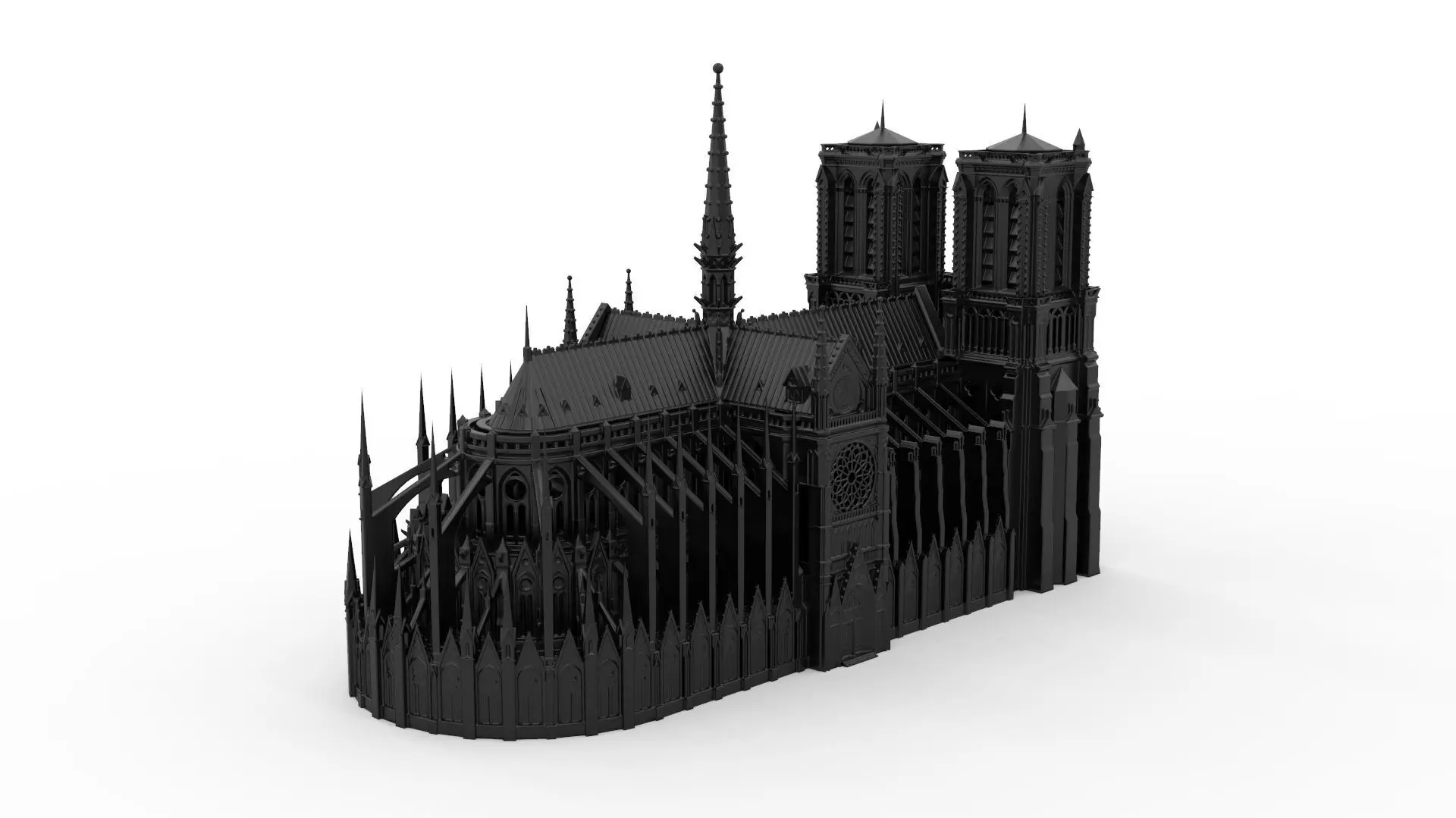 Notre-Dame de Paris Cathedral 3D print model