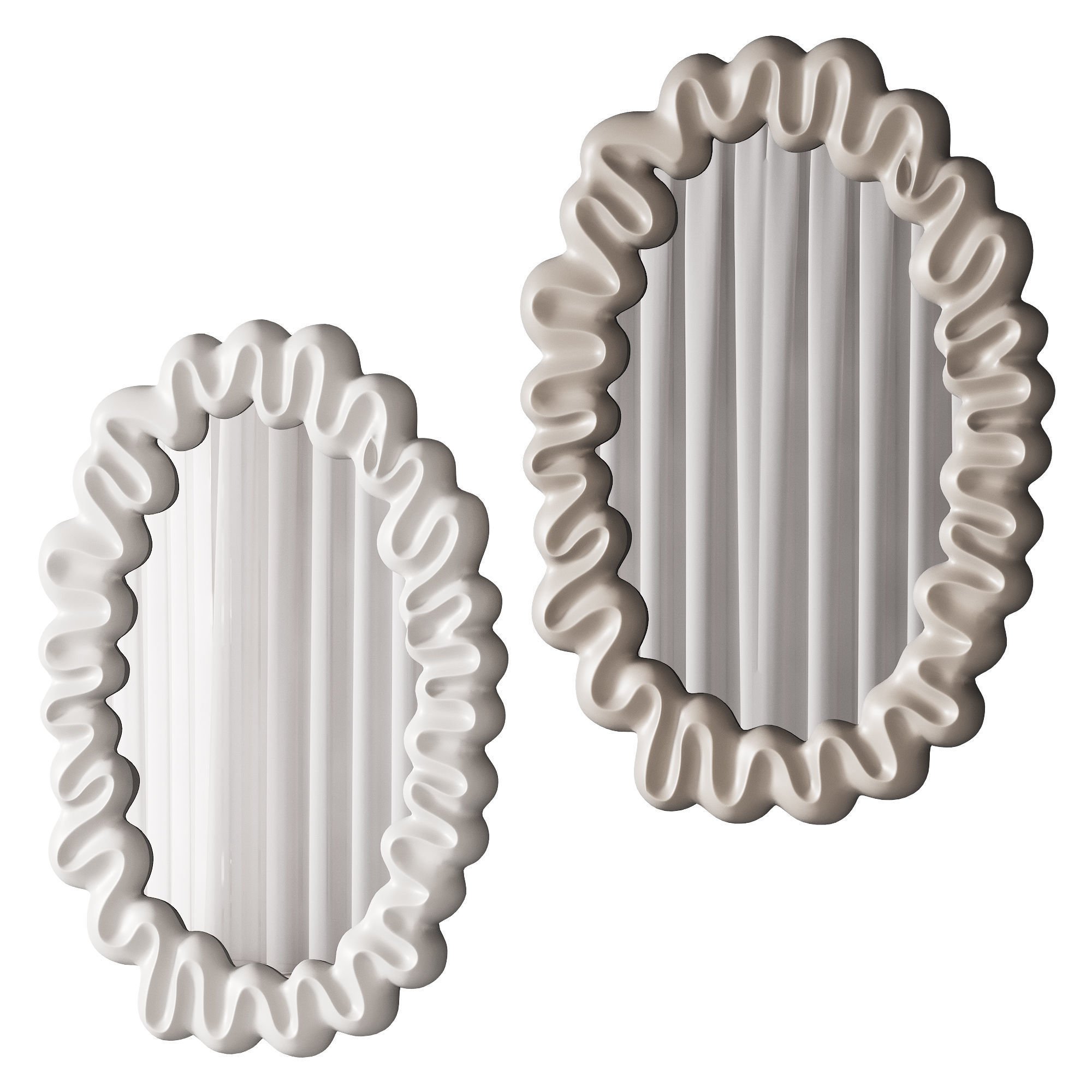 360 sculptural organic Trouva Dribble Mirror White by klevering 3D model_1