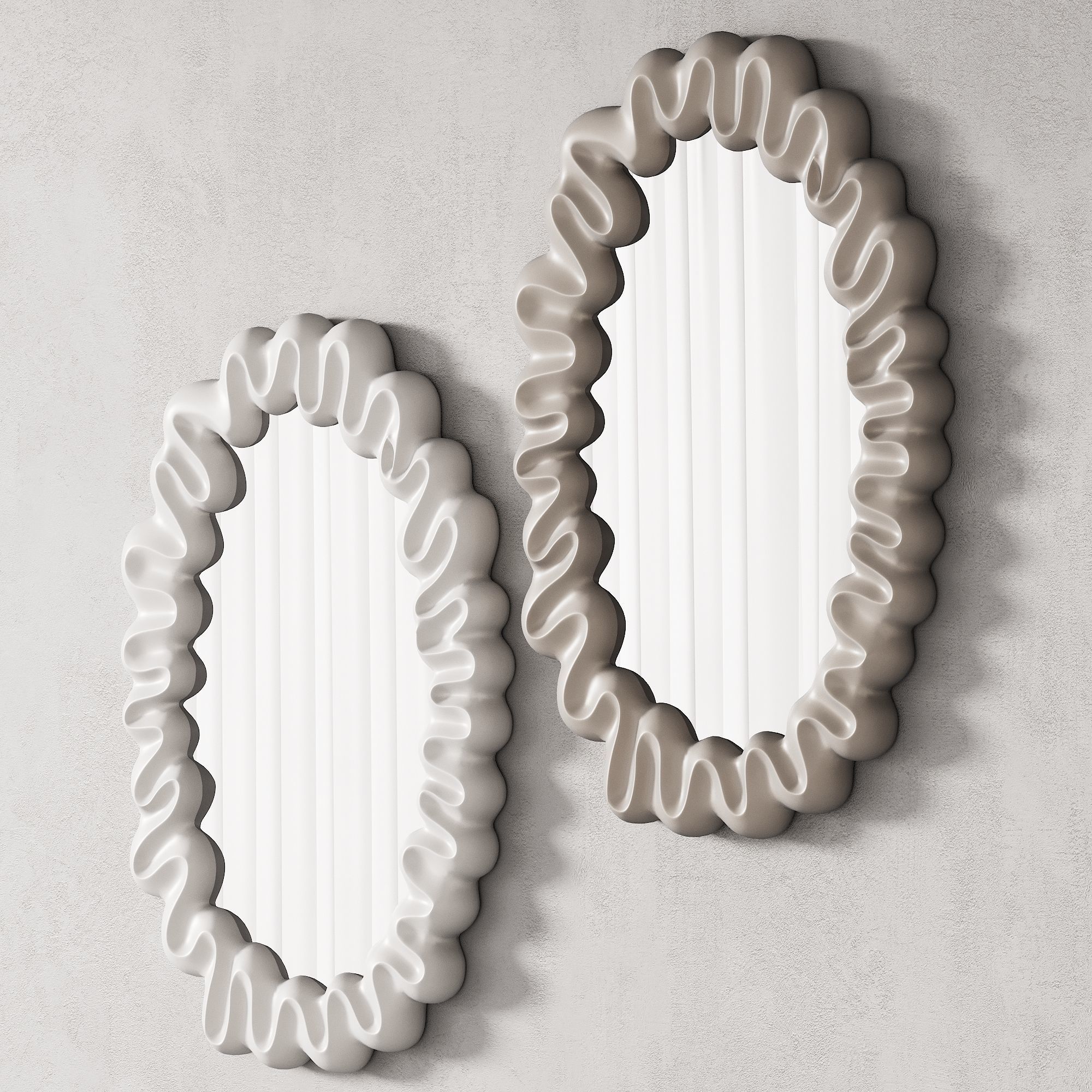 360 sculptural organic Trouva Dribble Mirror White by klevering 3D model_5