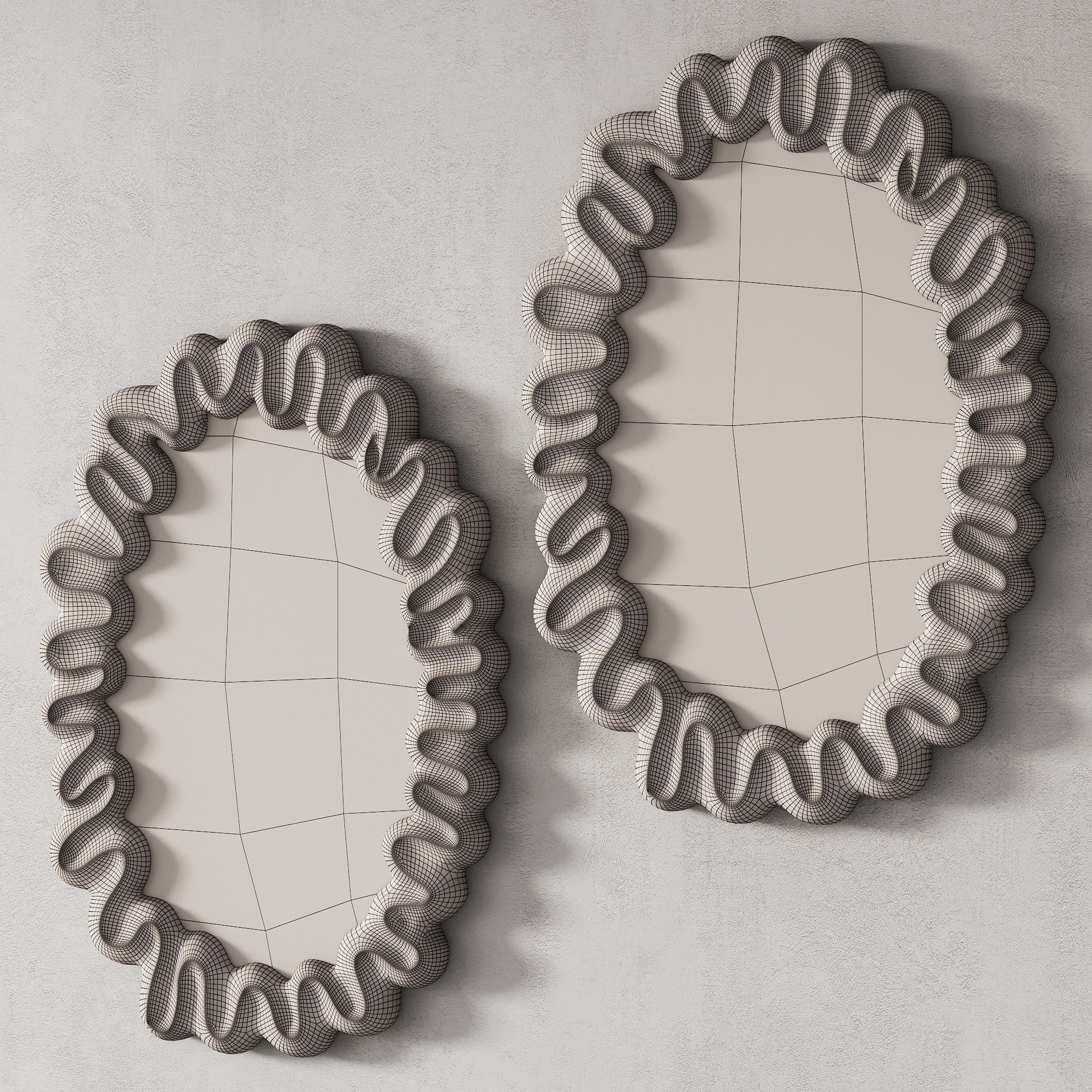 360 sculptural organic Trouva Dribble Mirror White by klevering 3D model_7