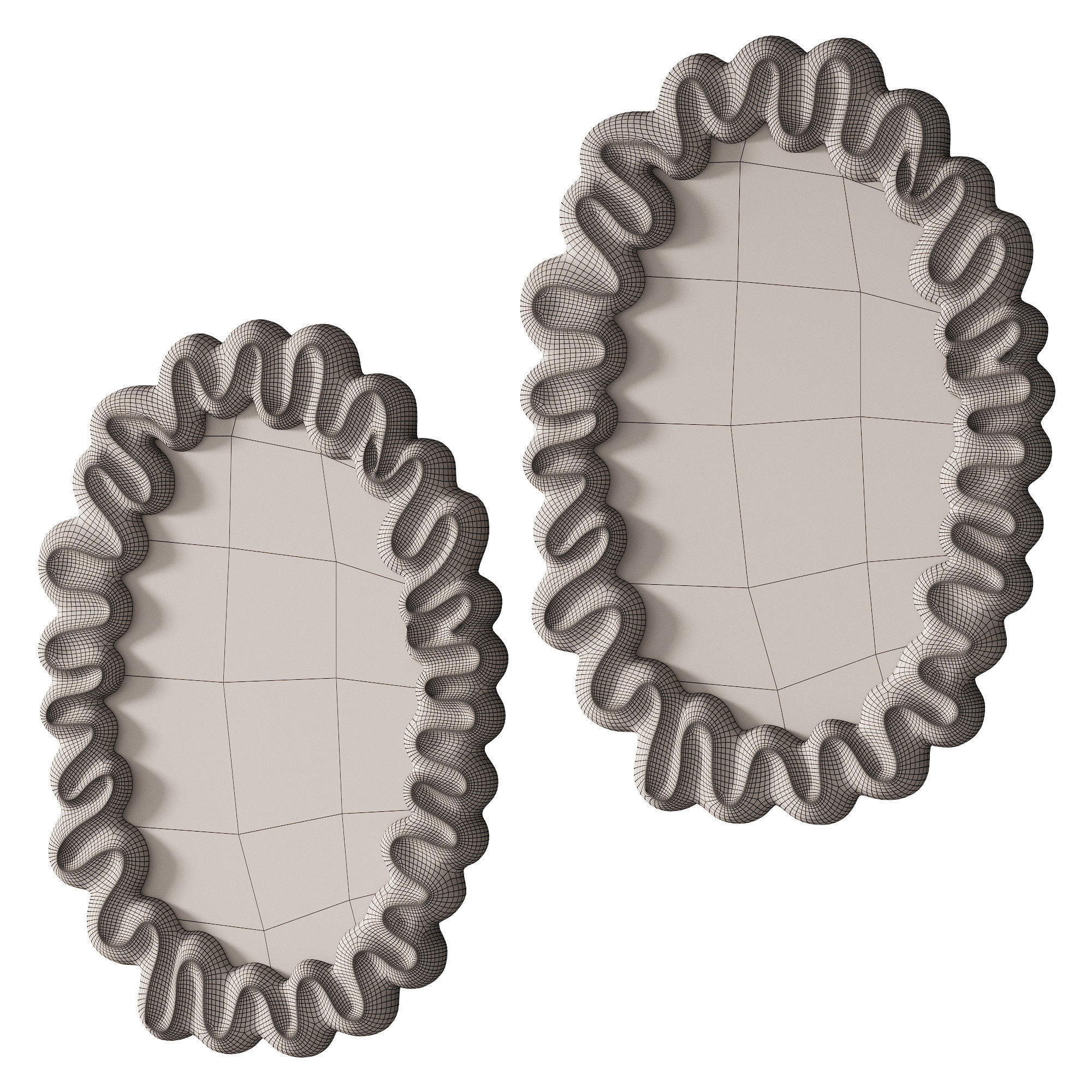 360 sculptural organic Trouva Dribble Mirror White by klevering 3D model_6