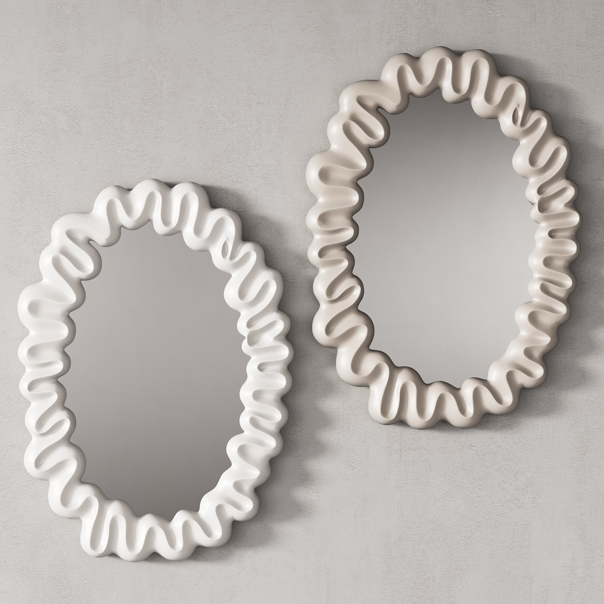 360 sculptural organic Trouva Dribble Mirror White by klevering 3D model_4