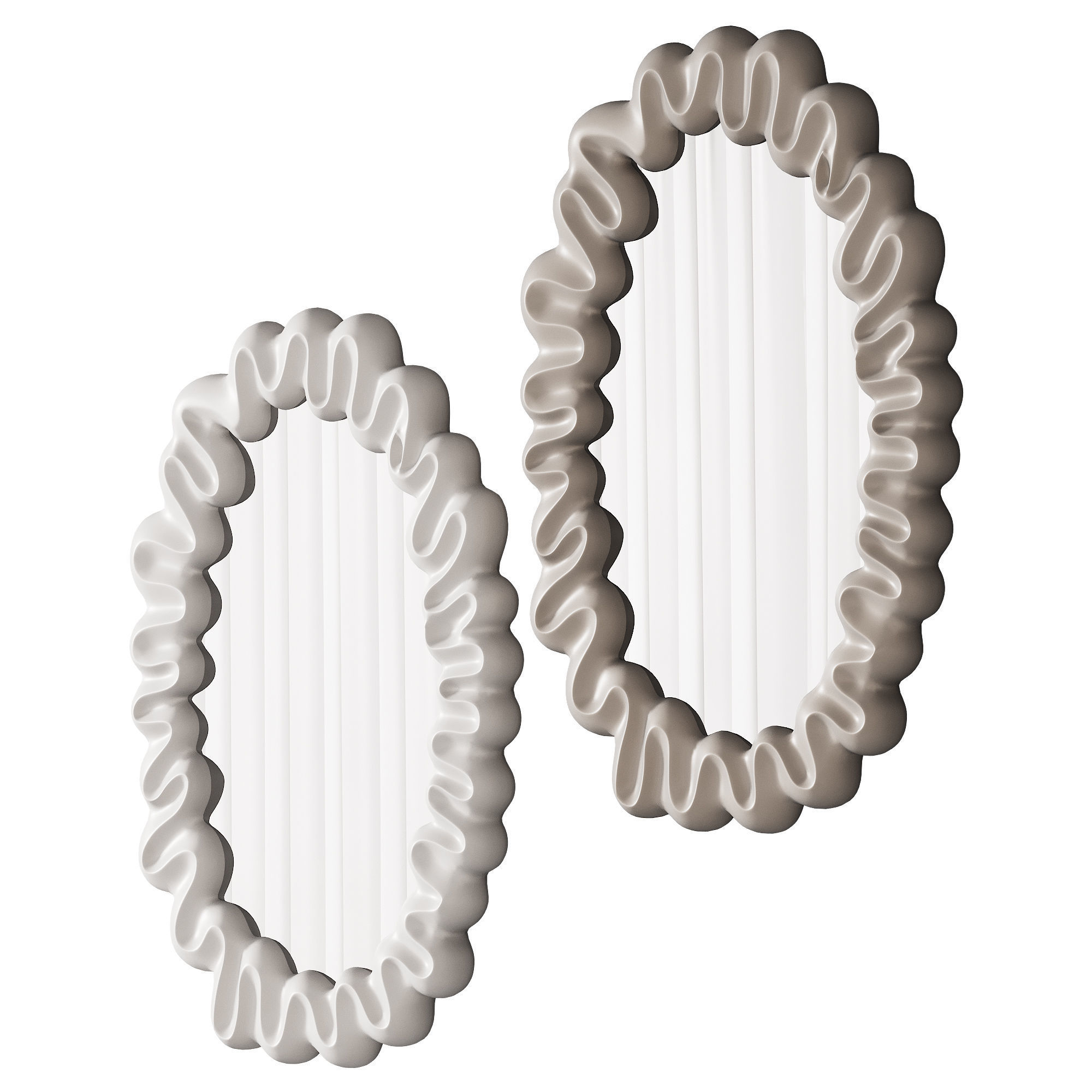 360 sculptural organic Trouva Dribble Mirror White by klevering 3D model_2