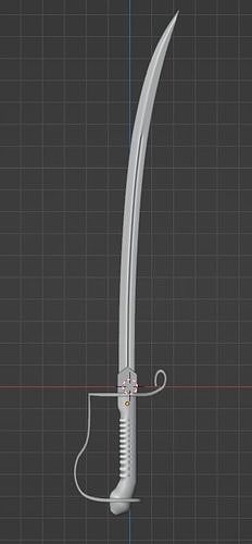 Uncolored Saber Model with rose etching 3D model