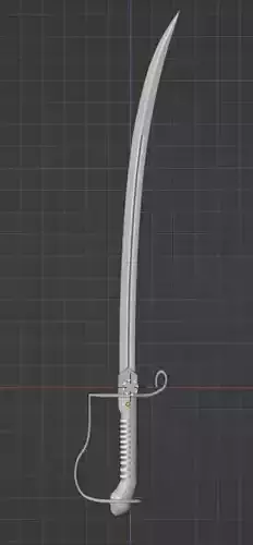 Uncolored Saber Model with rose etching 3D model