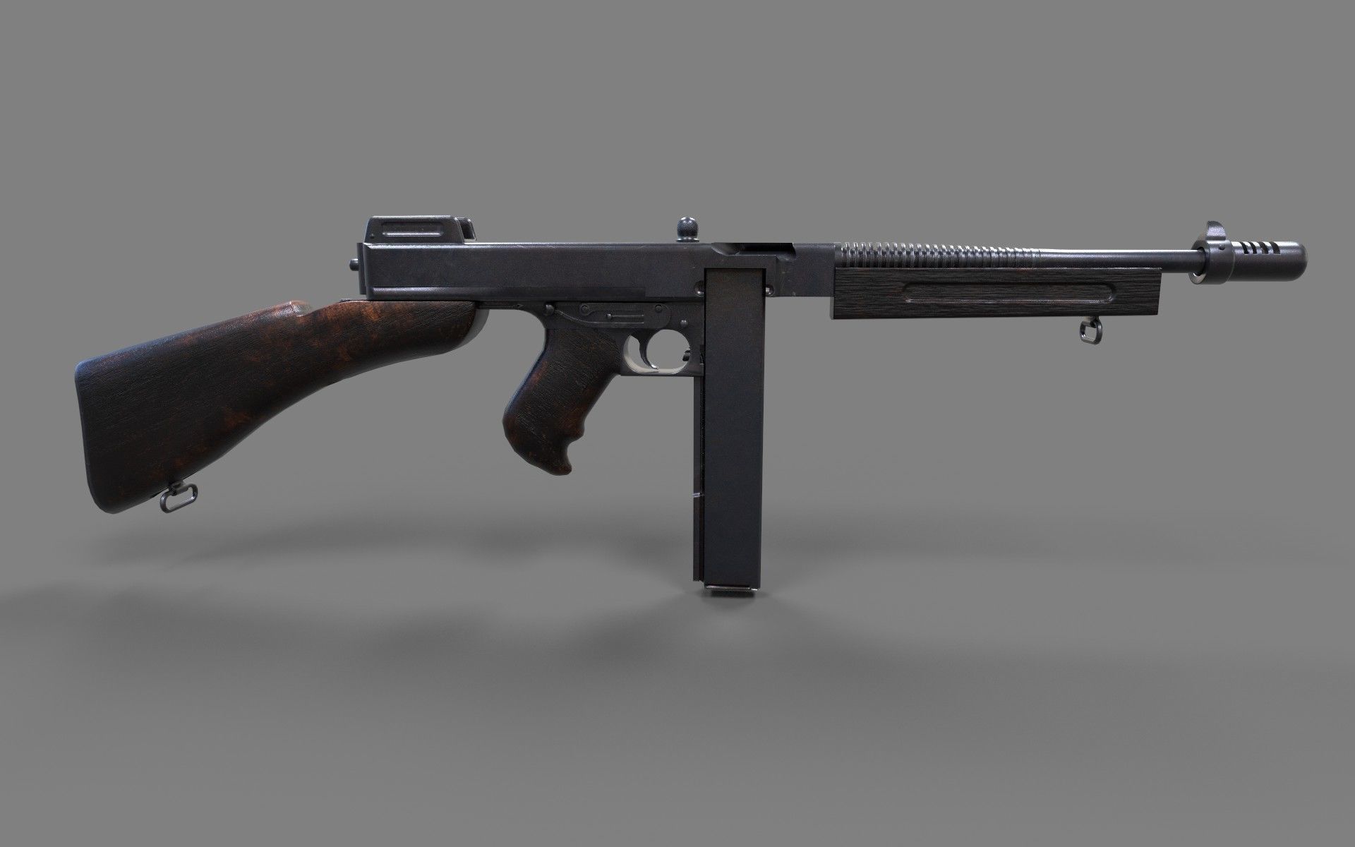 Tommy Gun  Low-poly 3D model_2