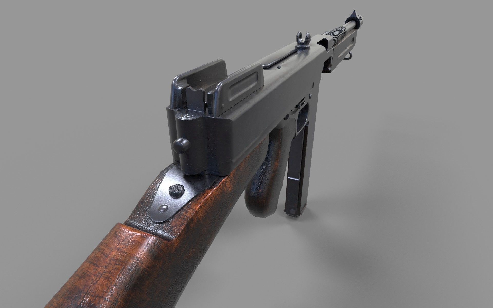Tommy Gun  Low-poly 3D model_6