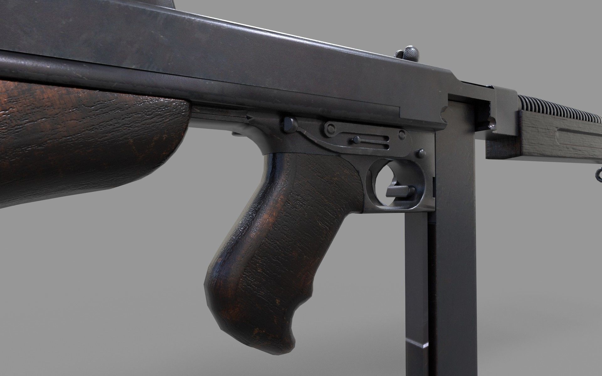 Tommy Gun  Low-poly 3D model_7