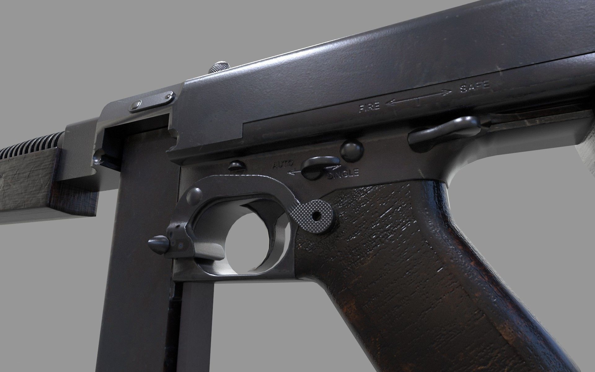 Tommy Gun  Low-poly 3D model_5