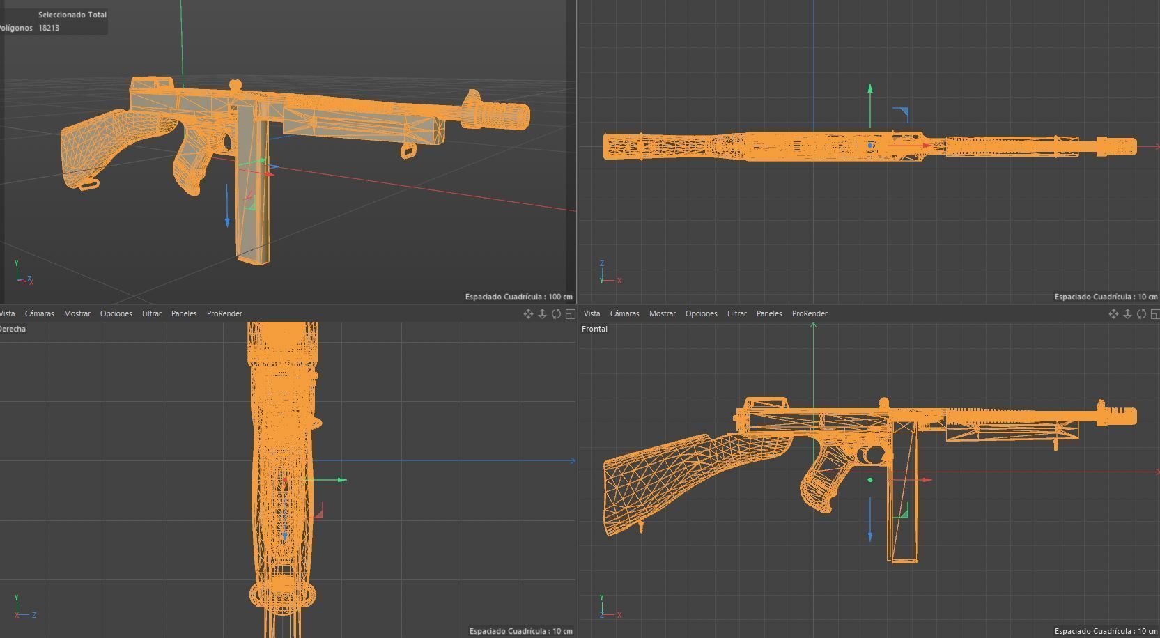 Tommy Gun  Low-poly 3D model_9